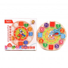 Дерев.гра Годинник, вкладиш, шнурівка, кор 18*18см MD1270